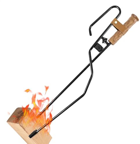 Agarrador de troncos de fuego, pinzas duraderas para chimenea, gancho para fuego, de fogata y soplador para hogueras, hogueras y estufas de leña, herramienta resistente para mover troncos