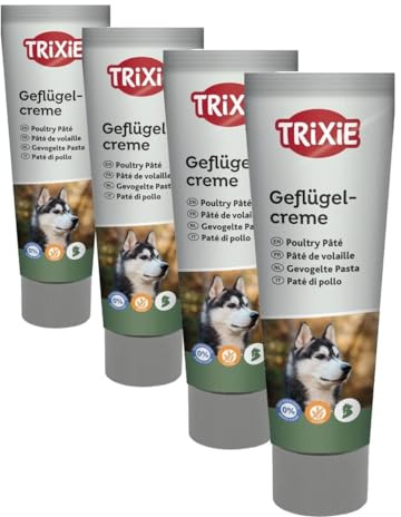 TRIXIE Hundeleckerli Premio Hunde-Geflügelcreme 110g - Premium Leckerlis für Hunde glutenfrei - ohne Getreide & Zucker, schmackhafte Belohnung für Training & Zuhause - 3179 (Packung mit 4)