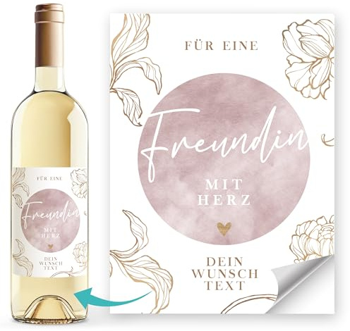 SpecialMe® Weinetiketten personalisiert mit Wunschtext Danke Geschenk Lieblingsmensch Flaschenetiketten selbstklebend Weiss unisize