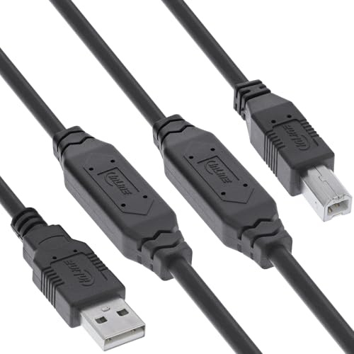InLine USB 2.0 Aktiv-Kabel mit Signalverstärkung, USB-A zu USB-B, Druckerkabel Verlängerung, 20m, 34513A