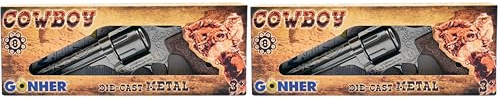 Pistolet à pétards Gonher Argenté Cow-Boy (Lot de 2)