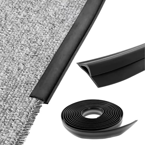 Carpet Trim Strip, Self-Adhesive Carpet Trim Strip, Adhesive TPE Laminate Floor Door Strip, Edge Trimming Decor, Door Floor Transition Threshold Edgings Trim, Flooring Edge Strip (Black-5M)