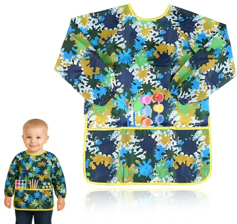 1 Pezzi Grembiulino Impermeabile Scuola Maniche Lunghe con 3 Tasche,Grembiule per Pittura Bambini,Grem biule da Pitt ura Bambini Impermeabile,Gremb iule Pittur a Asilo per P ittura, Scuola,Casa