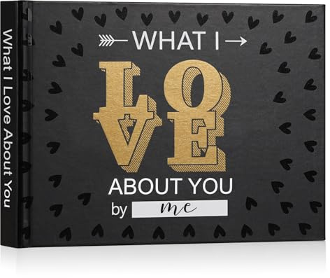 Miaikoe 'What I Love about You' bok, fyll i tomma kärleksjournalbok för par pojkvän flickvän make fru födelsedag julklappar julstrumpa fyllare (svart)