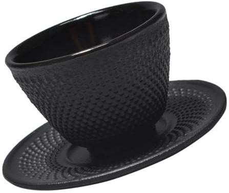 Angoily Set de Tasse à Thé Vintage Fonte avec Sous-tasse Design Rétro Compact et Élégant pour Service de Thé Fer