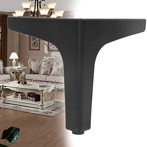 Cocoarm Iron Electroplated Furniture Legs 4 Pack, 10cm 13cm 15cm Heavy Duty Table Feet with Anti Skid Pads for Coffee Table Sofa Bedside Cabinet (13 points (1.8 thick) black)