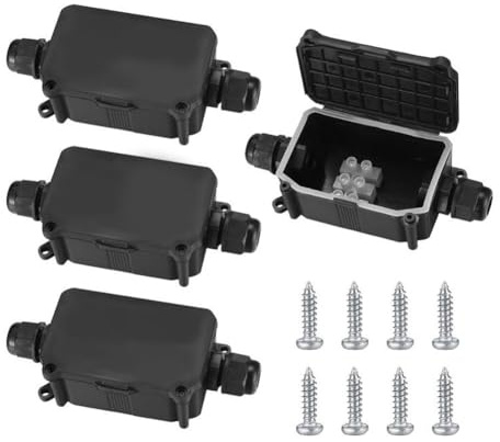 Tidevib 4 Pcs IP66 Waterproof Junction Box with PG9 Glands, 2-Way Cable Connector for Outdoor and Industrial Use