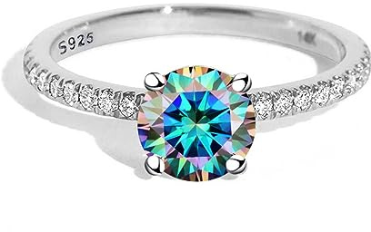 Moissanite förlovningsringar for kvinnor 1ct D färg VVS1 diamantringar 925 sterling silver vigselringar for med certifikat(Multicolor,5)