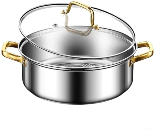 Olla caliente de acero inoxidable, diseño de pato mandarina de doble sabor con patrón de escamas de pescado, tapa de vidrio templado, conducción del calor