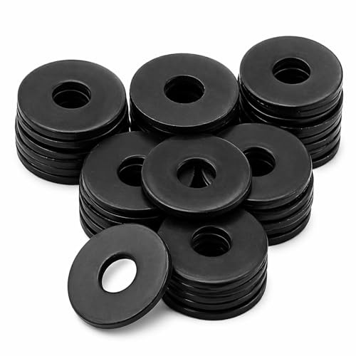 50 arandelas planas M4, negro, juego de arandelas de acero inoxidable, arandelas de metal para carrocería, surtido de tornillos y tuercas y varilla roscada