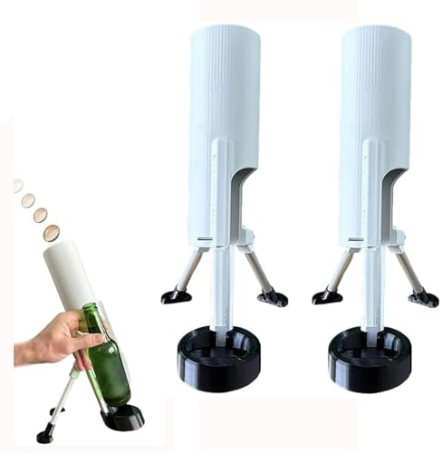 Bierflaschenöffner im Mörser-Design, 51-mm-Kronkorken-Werfer, automatisches Push-Down-Design für freihändige Bedienung, Bierflaschenöffner im „Mortar-Style“ – ideal für Hausbar & Partys (2*B)