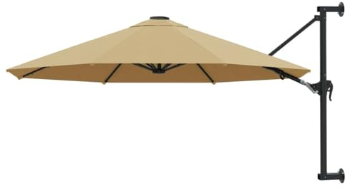 ZIRLANLV Wall Mounted Cantilever Patio Umbrella, Offset Hanging Garden Parasol with Crank Tilt, Ultraviolet rays Protection Outdoor Sun Shade for Balcony, Patio, Backyard (Taupe)
