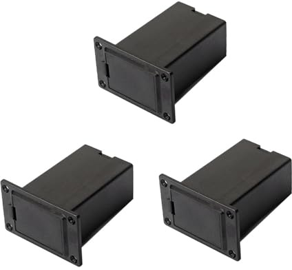 NUSITOU Caja de Batería Negra para Pastillas de Guitarra Eléctrica, 3 Piezas, Material Plástico, Accesorio para Guitarra Soporte para Pilas 9v