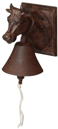 Esschert Design Türglocke mit Klöppel, Türklingel mit Motiv Kuh aus rötlichem Gusseisen, ca. 12 cm x 16 cm x 18 cm