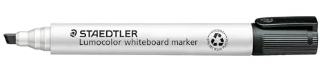 STAEDTLER Whiteboard Marker Lumocolor, schwarz, trocken und rückstandsfrei abwischbar, Keilspitze ca. 2 oder 5 mm, hohe Qualität Made in Germany, 10 schwarze Marker, 351 B-9 | Keilspitze 2,0–5,0 mm, abwischbar, DRY SAFE Technologie – schnelltrocknend – Art.-Nr. 351 B-9