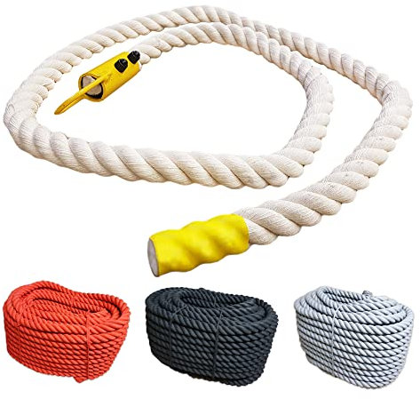 NiroSport Klettertau Kinder 0,5-7m / Kletterseil aus 100% Baumwolle, 30mm Durchmesser/Kletterseil Kinder Outdoor & Indoor 3-litzig gedreht/Strick Seil als Klettergerüst Zubehör
