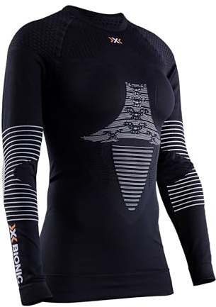 X-Bionic Energizer 4.0 Round Neck Long Sleeves Strato Base Camicia Funzionale, donna, opal Black/Arctic White, XS