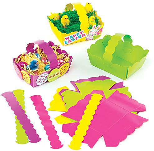 Baker Ross ET884 Easter Coloured Baskets (Pack of 12) Craft for Kids to Decorate and Fill with Eggs or Gifts