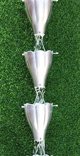 KAM Home XL Chaîne de pluie en aluminium avec tasses festonnées (2,6 m) (naturelle)