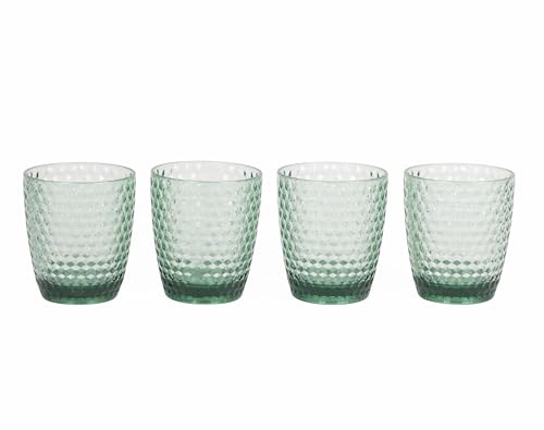 Cambridge CM07654GEU7 Fete Trinkgläser - 4-teilige, 340ml, BPA-freie Plastikbecher mit grün klar Diamanteffekt für Speisen im Freien und Picknicks/Garten, für Kinder, Ferienhäuser, Camping, Partys