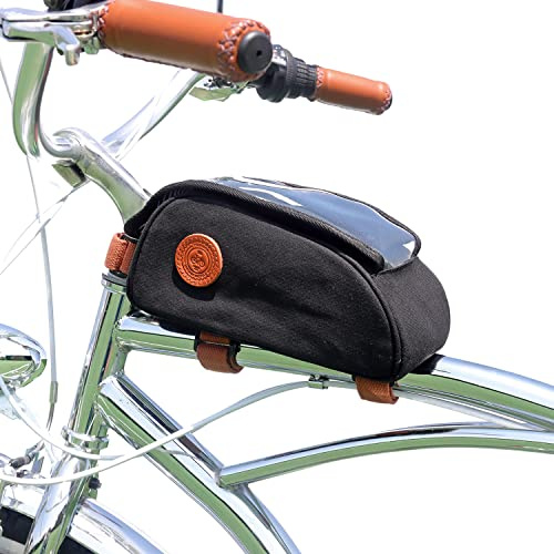Tourbn Tourbon T-TB1248CA-BK Wasserdichte Canvas-Fahrrad-Rahmentasche, Fahrradtasche, Schwarz, 22 x 10 x 10 cm