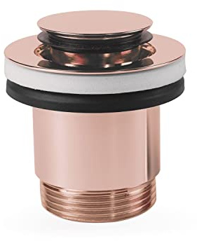Tres 24284020OP COMPL_GRIFERIA Válvula De Desagüe Click-Clack Simple-Rapid para Lavabo con Opción Siempre Abierta Oro Rosa 24K