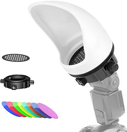 Fotografia Iluminacion Flash Difusor Set, Kit Modificador Flash Profesional Cúpula Difusora para Todas Las Luces de Cabeza Cuadrada y Redonda para un Control Superior de la luz (D15)