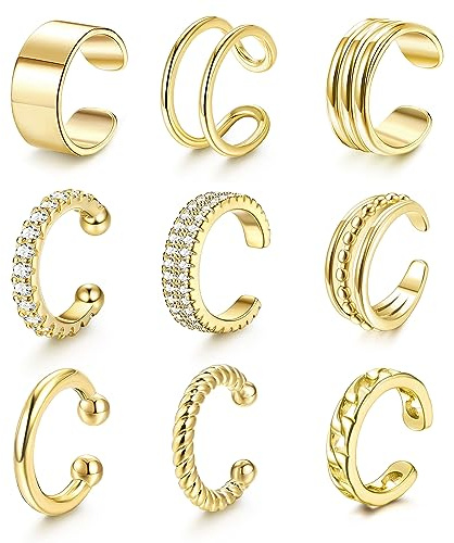 LOLIAS Ear Cuff Earrings for Women Non Piercing Ear Cuffs 14K Gold Plated Ear Cuff for Non Pierced Ears Clip on Cartilage Earring Fake Earrings