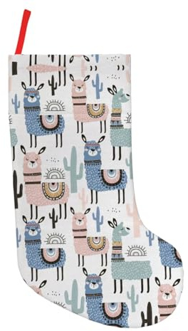 WURTON Bas de Noël unisexe avec imprimé lama alpaga cactus