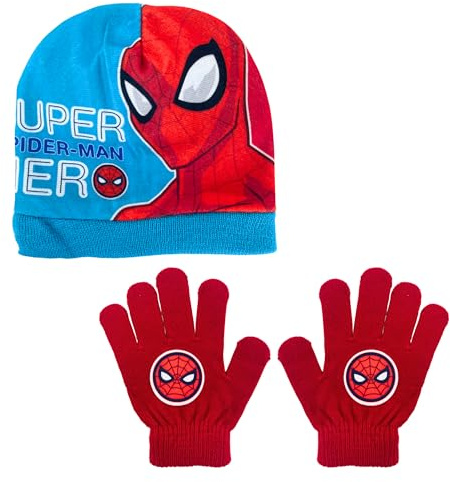 Marvel Spiderman Gorro y Guantes para Niño, Conjunto de Invierno para Niños, Accesorios de Invierno Infantil Diseño Spiderman