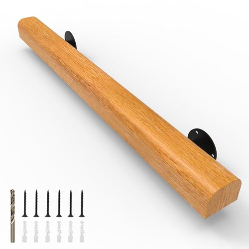 YEOOE 1FT Wood Stair Handrails Wall Mount, Hand Railings for Stairs Indoor Outdoor, Non-Slip Staircase Handrail for Corridor, Lofts, Patio, Kindergarten Guardrail (Size: 1ft)