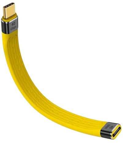Duttek Cavo di Prolunga USB C Corto 8K, Femmina a Maschio Giallo 40Gbps 100W per Thunderbolt 3, MacBook, Laptop, Tablet, Telefono, Power Bank - 13cm