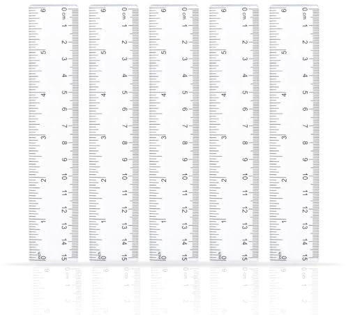 5 Pcs 15 cm Clear Plastic Rulers, 6 Inch Measuring Tool Resistant Ruler Metric Shatterproof Transparent Straight Ruler Bilateral Printing for Student School Office Teaching