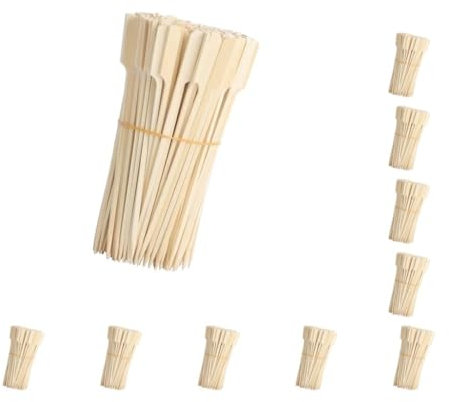 10er Set 100 Stück Bambus Spieße BBQ Holz Grillen Spieße für Camping Obst Kababs 9cm