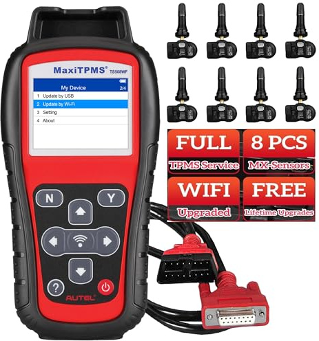 Autel MaxiTPMS TS508WF KIT Sensor Programming TPMS Programming Tool = TS508WF + 8PCS Rubber Valves MX-Sensor, TPMS Relearn/Program/Activate Scan Tool, Upgrade of TS508 TS501 Pro