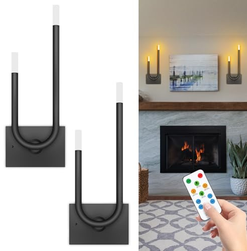 Yogaret 2er Set Led Wandleuchte Innen Dimmbar, Akku Wandlampe mit Fernbedienung, 5000mAh Batteriebetriebene Wandleuchte Led Kabellose Wandlampe Moderne für Flur Wohnzimmer Treppengang