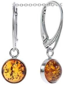 Bernstein Ohrringe von Artisana-Schmuck, moderne hängende Ohrringe aus Bernstein und 925/000 Sterling Silber rhodiniert