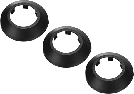 PATIKIL Water Pipe Cover Decoration Fit 1.26/32mm, 3Pcs Flange Water Pipe PP Plastic Escutcheon Plate Collar Drain Line Cover Radiator for Wall Pipe Tube Decor, Black