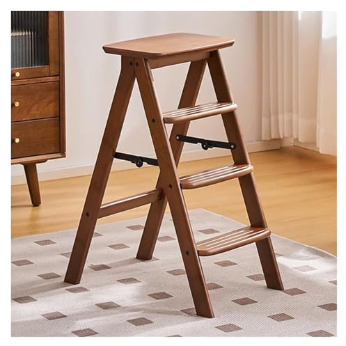 WIGSELBL Escabeau pliant en bois à 3 marches, tabouret de rangement en bois 2-en-1 avec étagère à fleurs pour la cuisine de la maison, escabeau antidérapant portable (quatre marches)