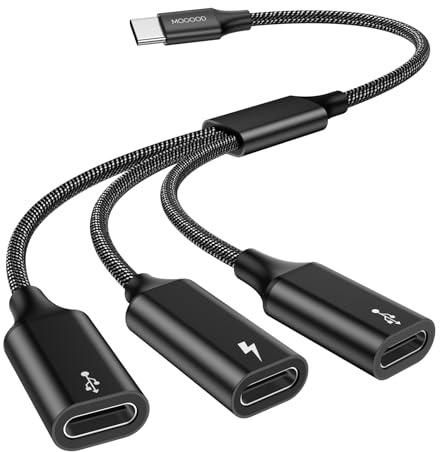 MOGOOD USB C 4-Port Hub Laptop Data Sync für MacBook PC, Schwarz 1er-Pack | Aluminium, leicht, Plug & Play, kein Treiber. 1x USB 3.0(5Gbps)+3x USB 2.0. Für Büro/Studium. USB-Hub für Laptop