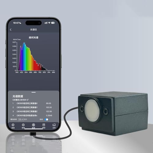 XDTKJDZ Spectrum Illuminance Meter, Handheld Light Meter Digital Luminance Color Tester, Spectral Application Range 340-1000 Nm, High Spectral Resolution 7nm, for Photography, Car Headlights