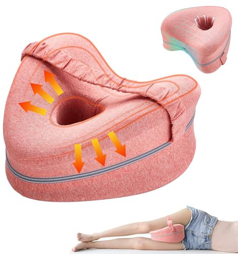 Knee Pillow for Sleeping on Side, Ergononmic Memory Foam Wedge Pillow, Heart Shape Knee Support, Pregnancy Bed Leg Cushion Orthopaedic Leg Pillows for Sleeping, Relieve Sciatica & Hip Pain (Pink)