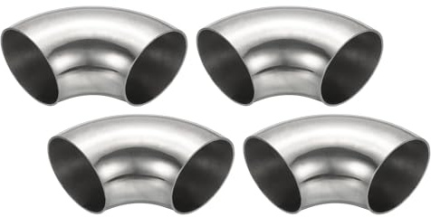 PATIKIL 4 Stück Edelstahl Rohrbogen 90 Grad Bogen, 54mm ID Stahl Auspuffbogen Auspuffrohrverbinder Edelstahlbogen 304 Edelstahl Rohr für Auspuffrohr Treppengeländer Auto HVAC
