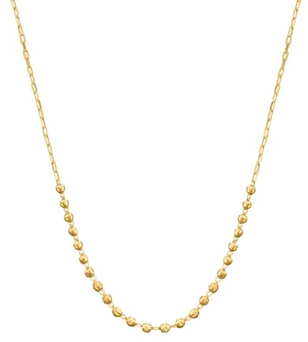 Rodium - Goldkette 14 Karat (585), Goldkette Damen, Claps-Halskette mit diamantierten Kugeln, Panzerketten, Gold Kette, Necklace für Frauen und Mädchen