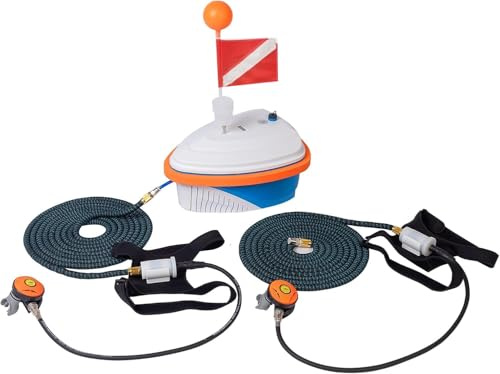 DGLUYUDV 2 Taucher Wiederaufladbares Tauchflasche Tauchsystem, Wasserdichter Luftkompressor mit 60ft Schlauch und Tauchatemregler, Tauchgerät für Sporttauchen, Angeln, 5-6H