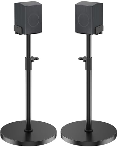 Heavy Duty Universal Bookshelf Speaker Stands Height Adjustable Max to 37.5 for Edifier, KRK, Klipsch, Polk, Yamaha, Sony Bookshelf Speakers, Surround Sound Speaker Stands with Cable Management