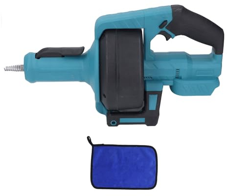Cordless Electric Drain Auger Power Hair Removal Tool Auto Feed Plumbing Snake for Sewer Bathroom 3/4in-2in Pipe (Blue)