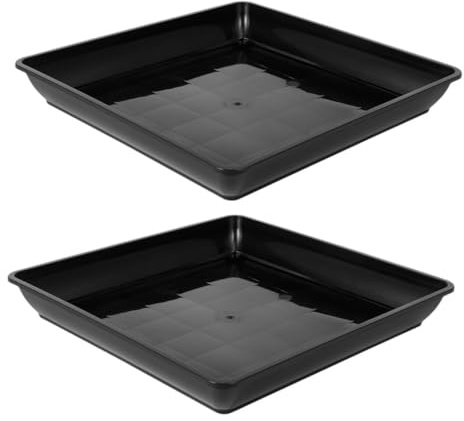 Kisangel 2piezas Bandejas Rectangulares De Plástico para Plantas Plato Maceta y Antigoteo Base para Jardín Interior y Exterior para Contener Agua y Proteger Muebles