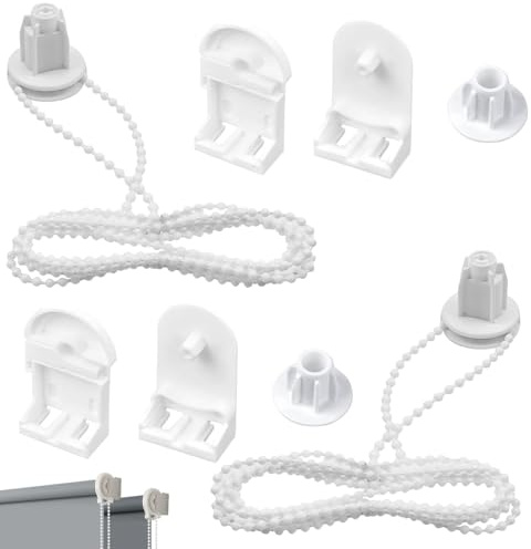 2 Sets of 25mm Roller Blind Replacement Parts –Plastic Brackets, Bead Chain & Fixings for Smooth Window Coverings