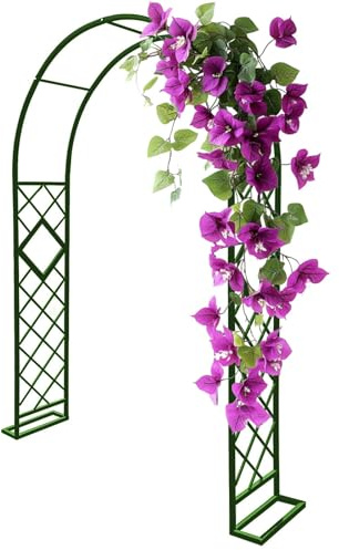 Arche de jardin en métal pour plantes grimpantes - 2 m x 2,4 m - 140 - 280 cm - Hauteur réglable - Treillage stable - Pour mariage et balcon - Vert